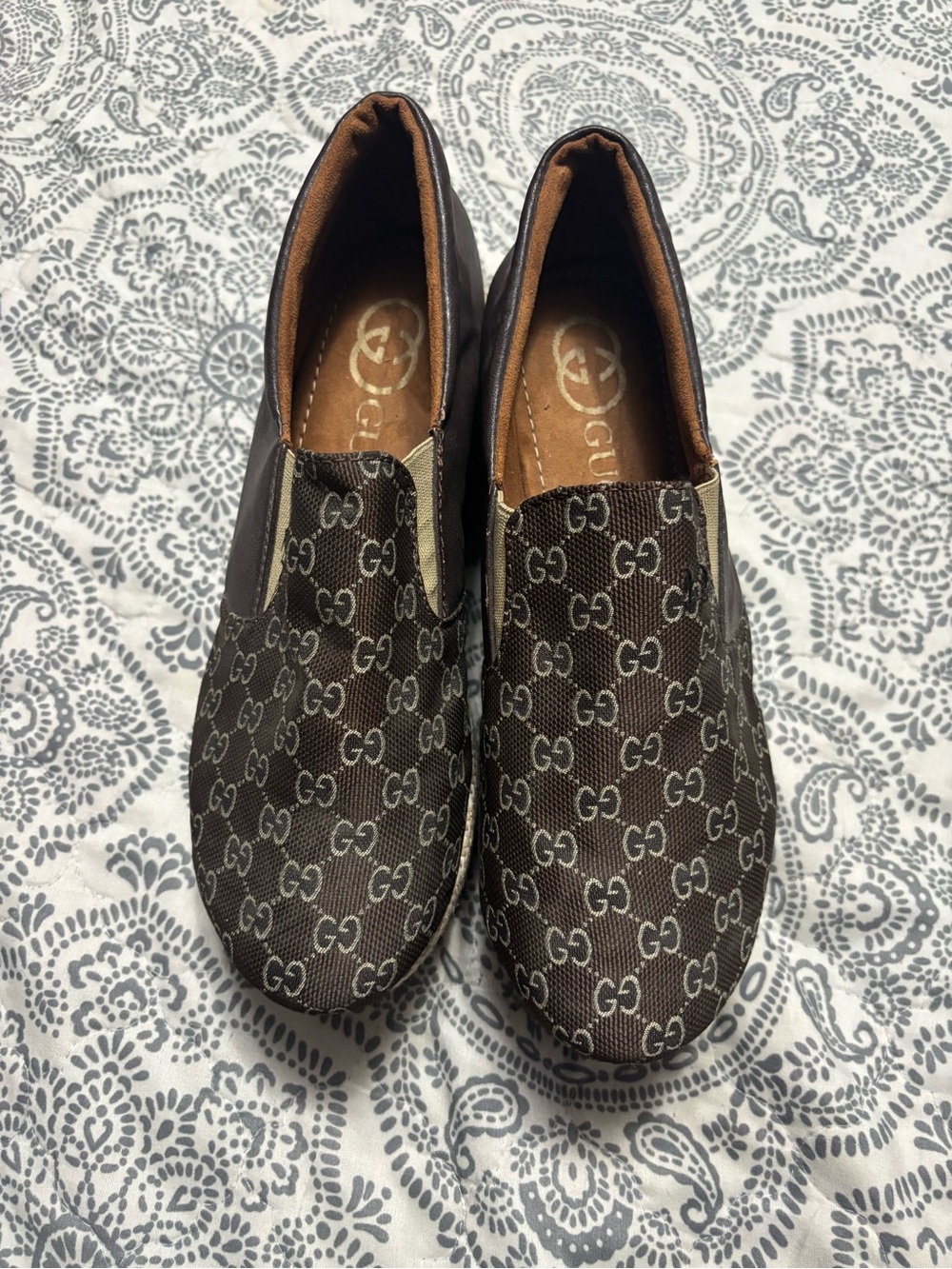Gucci Brown GG Canvas Slip-On Moccasins